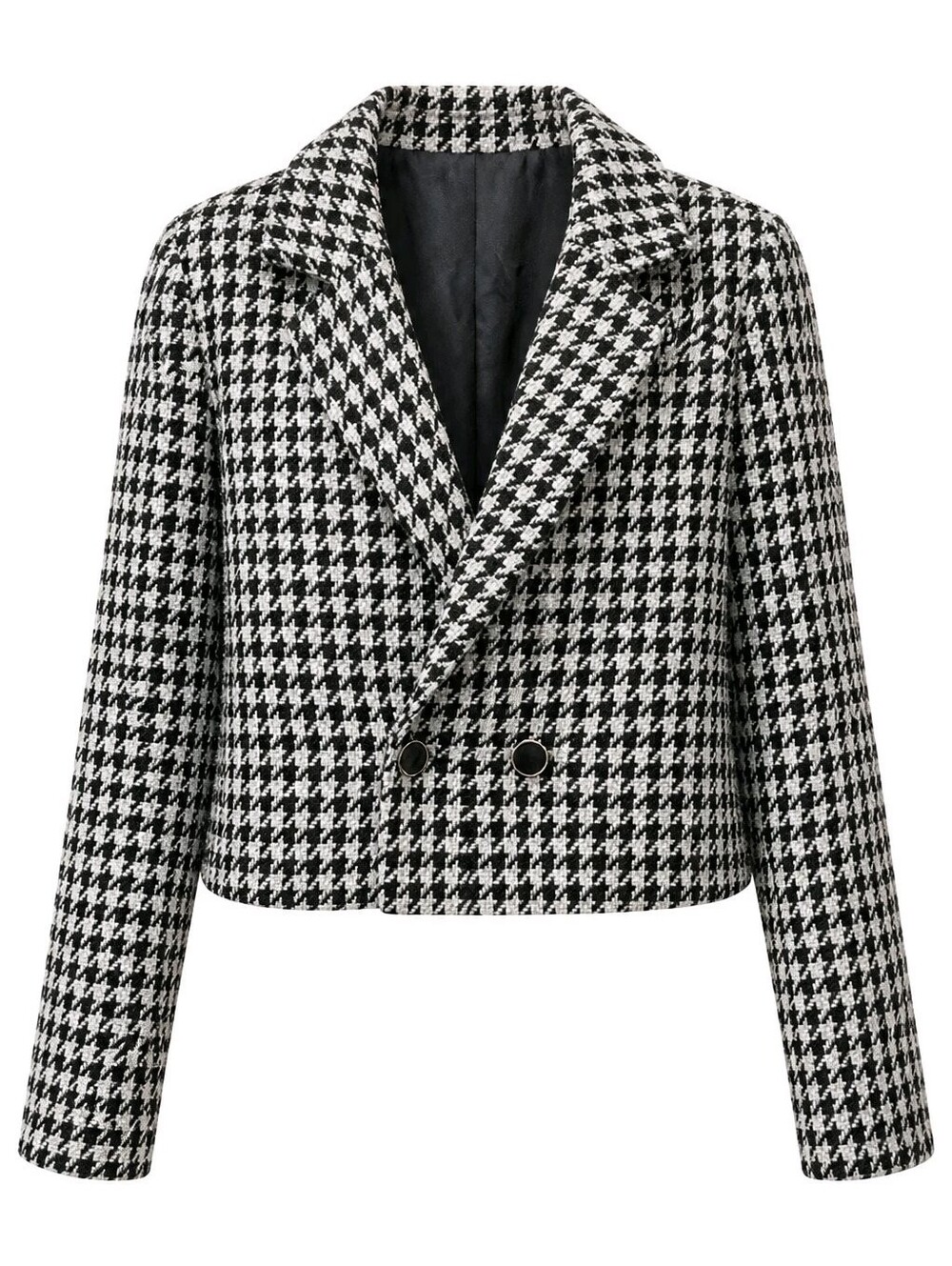 Maison d'Amélie Houndstooth Cropped Blazer Jacket - Black & White Sz 4 Perfect